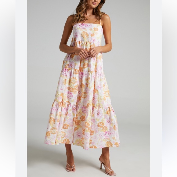 CHARLIE HOLIDAY ISABELLA MAXI DRESS FLORAL PINK NEW WITH TAGS 6 - Picture 1 of 8